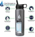 HYDRO CELL Stainless Steel Water Bottle w/ Straw & Wide Mouth Lids (64oz 40oz 32oz 24oz 18oz 14oz) - Keeps Liquids Perfectly Hot or Cold with Double Wall Vacuum Insulated Sweat Proof Sport Design (Graphite 24 oz)
