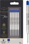 Parker QUINKflow Ballpoint Pen Ink Refills, Medium Tip, Blue, 6 Count Value Pack (2025156)