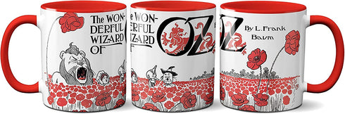The Wonderful Wizard of Oz by Frank Baum Mug. Coffee Mug with Wizard of Oz Poppy field book design,Literature Mug, Book Mug, Bookish Mug, Book Lover Mug