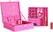 PENGKE 2 Layer Jewelry Box for Women 36 grid necklace or jewelry holder organizer with lock,Rose Red Pack of 1