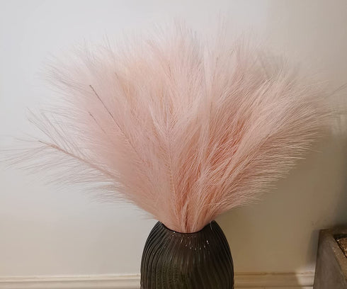 RIACHROW Faux Pampas Grass Decor Small (10Pcs 25 Inches) Artificial Pampas Grass Decor Fluffy for Home Wedding Decor Flower Arrangement and Vase Fillings (Pink)