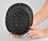 HOME-X Oval Plastic Woven Wicker Basket, Bread Baskets-Table Decor and Storage-Dark Gey-Set of 2 9.5"L x 8"W x 3.5"H