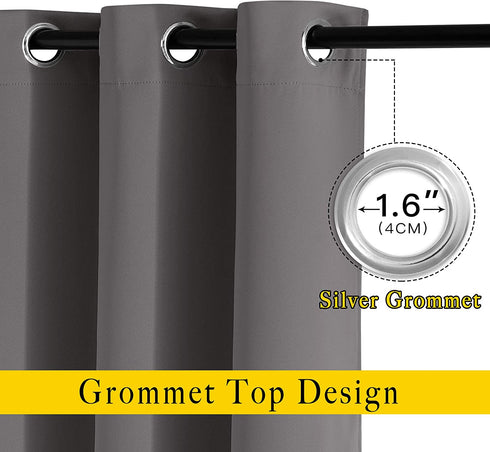 NICETOWN Blackout Curtains Panels for Bedroom - Window Treatment Thermal Insulated Solid Grommet Blackout Drapes for Living Room (Set of 2 Panels, 52 by 45 Inch, Grey)