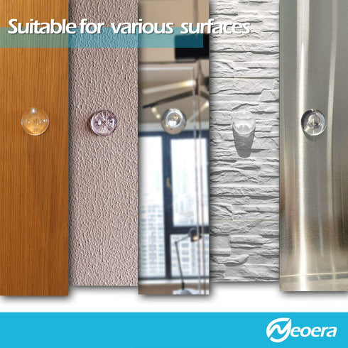 Neoera Door Stopper Wall Protector (Clear, 10pack)-Quiet, Shock Absorbent Gel - Adhesive Reusable Bumper Protector, Wall Shield & Silencer for Door Handle, Soft Rubber Round Door Stop 2