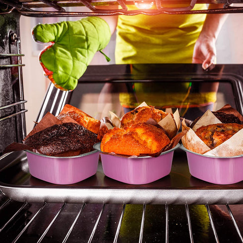 Aluminum Foil Cake Pan Heart Shaped Cupcake Cup with Lids 100 ml/ 3.4 Ounces Disposable Mini Cupcake Cup Flan Baking Cups for Valentine Mother's Day Wedding Xmas Birthday (Pink,20 Sets)