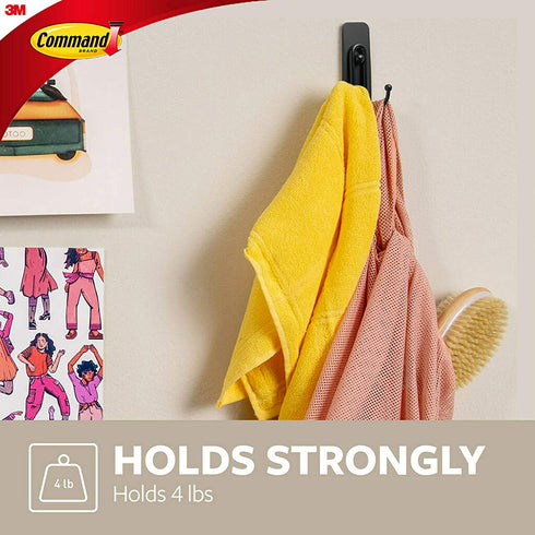 Command Large Wall Hooks, 2 Pack, Matte Black, Organize Damage-Free