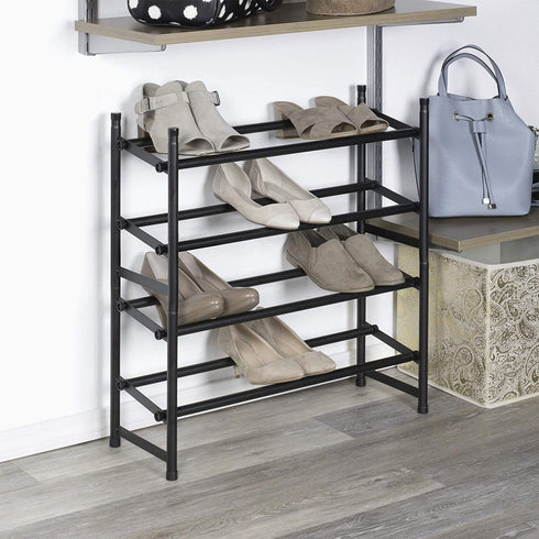 Richards Homewares Stackable Telescoping Shoe Rack, 2-Tier Holds Upto 20-Pair, Matte Black