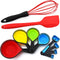 Silicone Whisk - Collapsible Measuring Cups and Spoons - Baking Spatula - 10 Piece Set - Cooking Kitchen Utensils