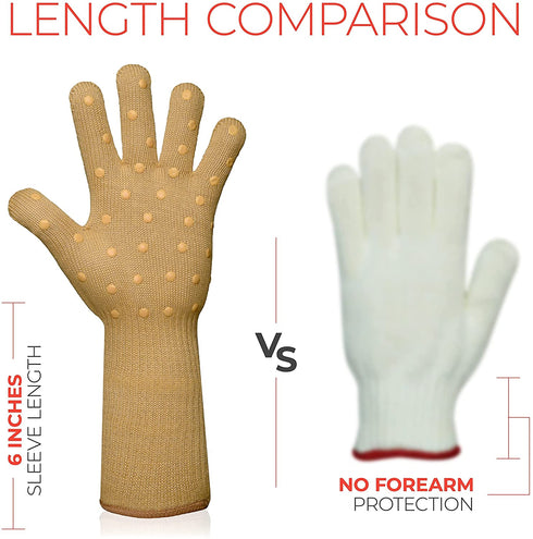 Oven Gloves Oven Mitts Heat Resistant to 500°, 1 Pair Cut Resistant Grill Gloves, Non-Slip Silicone BBQ Gloves, Snug Fit Baking Gloves for Small Hands, Cooking Gloves Stretch to Size (Chestnut Brown)