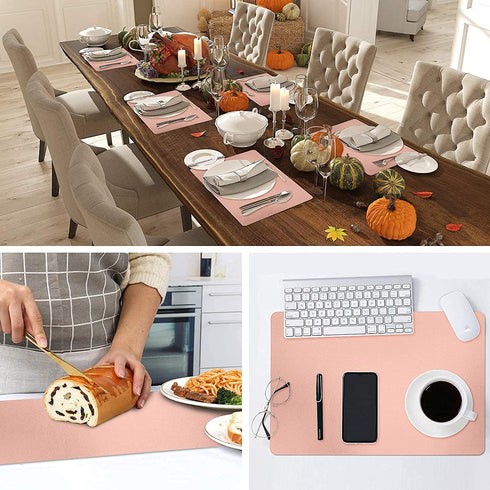 Herda Placemats for Dining Table, Non-Slip , Leather Placemats for Home Kitchen , Waterproof Heat Resistant Insulation Protector Table Mats Set of 4, Easy to Clean Light Pink Placemats