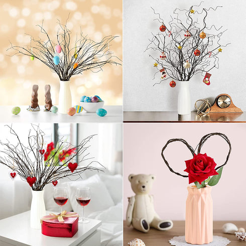 Floerve 12 Pcs Artificial Curly Willow Branches Plants Decorative Brown Twig Stems Spray 30" Tall for Vase DIY Crafts Wedding Floral Arrangement Home Decor Indoor