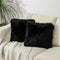 No Insert Faux Fur Sheepskin Throw Pillow Cover 18x18 Set of 2 Merino Style Super Soft Fluffy Cushion Fuzzy Pillow Case New Luxury Series for Livingroom Couch Sofa Bed Home Decor LINMOPM (Black)