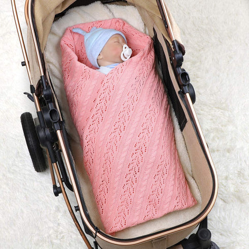 LAWKUL Neutral Baby Blankets 100 Cotton Breathable Baby Girl Receiving Blankets Swaddle Crochet Baby Blanket Newborn Gender Neutral Pink Knitted Baby Blankets Size 40x30 Inches