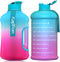 Kaptron Gym Water Bottle with Case - Bodybuilding Water Bottle - Strong Durable 2.2 Litre Water Bottle with Handle - BPA Free Large Half Gallon Sports Water Bottles (Blue Pink, Medium)