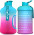 Kaptron Gym Water Bottle with Case - Bodybuilding Water Bottle - Strong Durable 2.2 Litre Water Bottle with Handle - BPA Free Large Half Gallon Sports Water Bottles (Blue Pink, Medium)