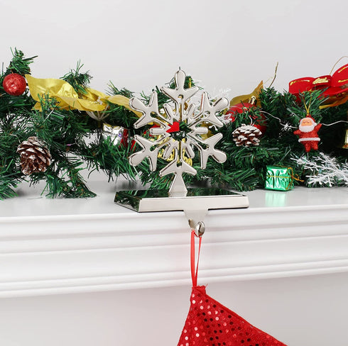 Snowflake Christmas Stocking Hangers for Mantel?Snowflake Christmas Stocking Holders for Fireplace Mantel Hooks Hanger for Christmas Snowflake Stockings Clip for Christmas Decoration (Snowflake)
