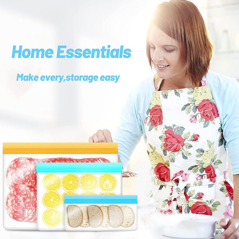 VEHHE 20 Pack Reusable Storage Bags (2 Gallon Ziplock Bags + 6 Reusable Snack Bags + 6 Reusable Freezer Bags + 6 Sandwich Bags) Leakproof Food Bags For Lunch Travel Cosmetic