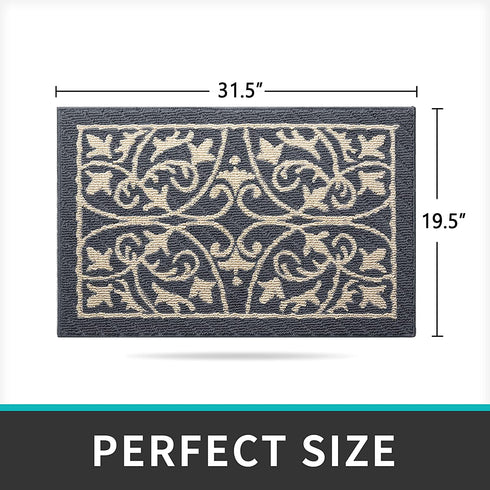 DEXI Door Mat Indoor Rugs for Entryway Floor Mats Inside Doormat Front Entrance Rug Entry Non Slip Washable,19.5"x31.5",Dark Gray