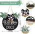 Welcome Sign for Front Door Decor - We Hope You Like Dogs,Outdoor Wooden Wreath Sign Farmhouse Door Hanger Sign with Eucalyptus Leaves and Buffalo Plaid Bow for Dogs Lovers Christmas Housewarming Gift
