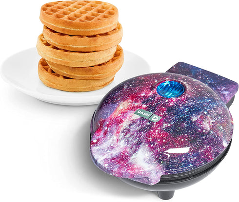 Dash Mini Waffle Maker Machine for Individuals, Paninis, Hash Browns, & Other On the Go Breakfast, Lunch, or Snacks, with Easy to Clean, Non-Stick Sides, Purple Galaxy 4 Inch