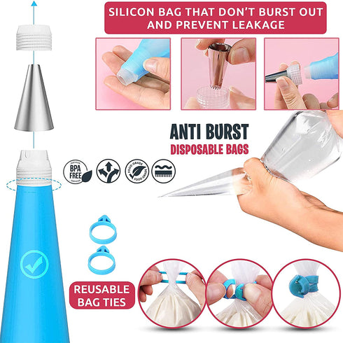 100PCs Piping Bags and Tips Set -48 Numbered Icing Tips, Cookie Cupcake, Cake Decorating Kit Baking Supplies Tools Cake Frosting Piping Tips, Reusable & Disposable Pastry Bags Icing Spatula & Smoother