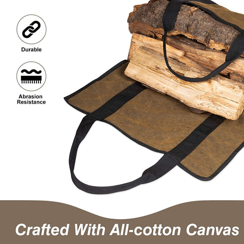 SHINESTAR Wood Carrying Bag, 40 Inch Firewood Carrier Bag for Large Hauling Capacity, Sturdy Firewood Tote Bag with Reinforced Handles, Double Sides Usable