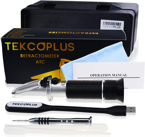Clinical Refractometer ATC Tri-Scale Serum Protein 0-12 g/100ml Urine Specific Gravity SG 1.000-1.050 Refractive Index 1.333-1.360RI w/Extra LED Light & Pipette