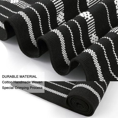 Boho Kitchen Runner Rug Black/White 2x4 ft,LEEVAN Reversible Diamond Indoor Floor Rugs Machine Washable Woven Modern Farmhouse Geometric Tribal Throw Carpet for Bedroom/Laundry/Bathroom/Entryway