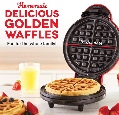 Dash Express 8 Waffle Maker for Waffles, Paninis, Hash Browns + other Breakfast, Lunch, or Snacks, with Easy Clean, Dual Non-Stick Surfaces - Red