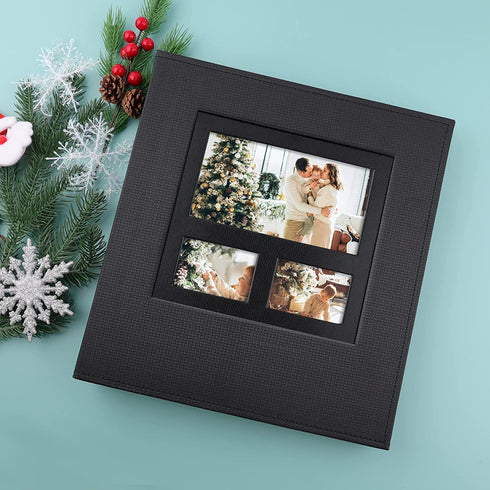 Golden State Art, Photo Album for 600 4x6 Photos Leather Cover Extra Large Capacity for Family Wedding Anniversary Baby Vacation (Black)