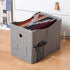 Linen File Boxes 1-Pack with Metal Sliding Rail For Letter Size File Storage Box with Extra Pocket Storage Collapsible Hanging File Organizer Storage Filing Box File Organizer Bin (1, GREY)