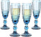 Champagne Glasses set of 4 Cheers Champagne Flutes 5 oz for Wedding Party Anniversary Christmas Vintage Pattern Embossed Premium Glass 150 ml (Blue)