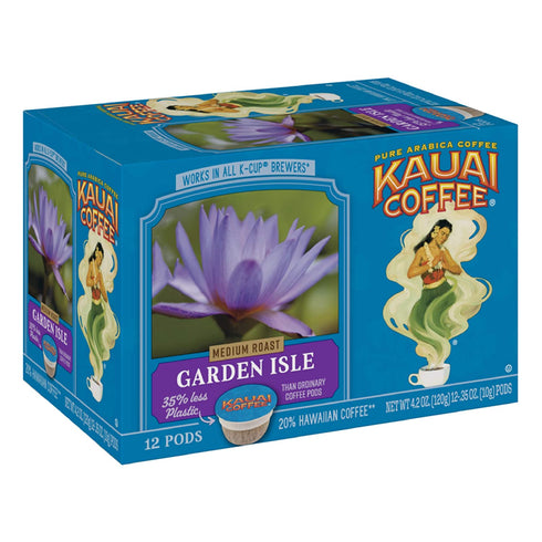 Kauai Coffee Single-Serve Pods, Garden Isle Medium Roast 100% Arabica Coffee from Hawaii’s Largest Coffee Grower, Compatible with Keurig K-Cup Brewers - 12 Count