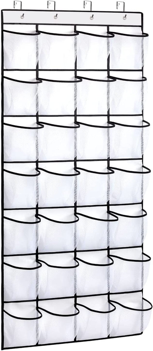 REGELETO Over the Door Shoe Organzier with 28 Large Pocket, Hanging Shoe Rack for Door Large Capacity Shoe Organizer Holder with 4 Metal Hooks (28 Pockets)