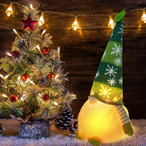 Lighted Christmas Gnome Decorations, 12'' Light Up Plush Elf Toy Holiday Present, Scandinavian Swedish Tomte Ornaments for Table Top, Windows, Fireplace, Tree Christmas Holiday Party Home Decor, 3 Set