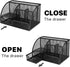 Flexzion Desk Organizer Office Supplies Accessories Desktop Tabletop Sorter Shelf Pencil Holder Caddy Set - Metal Mesh with Drawer and 6 Compartments (Black)