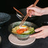 MULAPOH 7 Inch Porcelain Soup Bowls, 24 Ounces Japanese Ramen Noodle Bowl set of 2 for Pho, Udon, Soba and Wonton (Green Pattern)