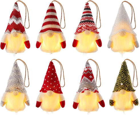 Valentine's Day Gnomes Decorations, 8 Packs Handmade Swedish Gnome with Lights, Battery Operated Hanging Ornaments for Tree, Table Ornament for Valentine's Day Table Ornaments, Valentine's Present