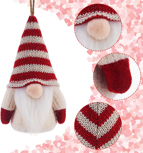 Valentine's Day Gnomes Decorations, 8 Packs Handmade Swedish Gnome with Lights, Battery Operated Hanging Ornaments for Tree, Table Ornament for Valentine's Day Table Ornaments, Valentine's Present
