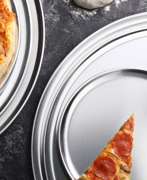 New Star Foodservice 51018 Restaurant-Grade Aluminum Pizza Pan, Baking Tray, Coupe Style, 10-Inch, Pack of 6