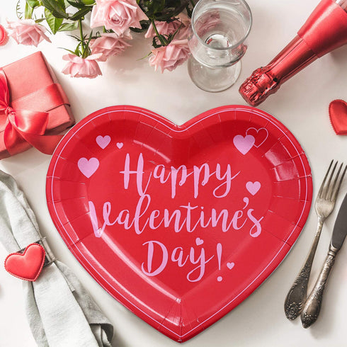 Aneco 50 Pieces Valentine's Day Paper Plates Party Plates Dinnerware Plates Party Supplies for Valentine's Day Party