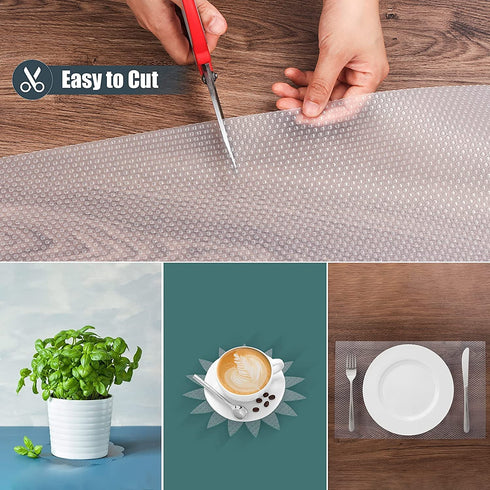 GOTECHBO Shelf Liner Clear, Waterproof Cabinet Liners, 17.7" x 181 Inch Non-Adhesive Easy to Cut Kitchen Drawer Liners Also Used as Pantry Cabinet Liner, Storage Liners