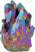 mookaitedecor Titanium Coated Natural Rock Crystal Cluster Geode Stone Specimen, Rainbow