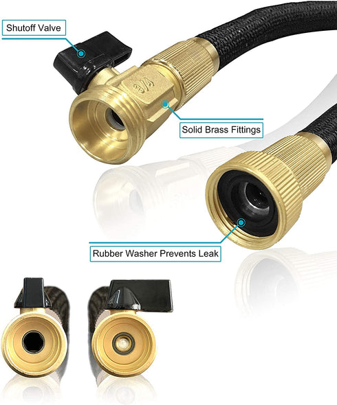 TheFitLife Flexible and Expandable Garden Hose - Triple Latex Core with 3/4" Solid Brass Fittings and 8 Function Spray Nozzle, Easy Storage Kink Free Water Hose (50 FT)
