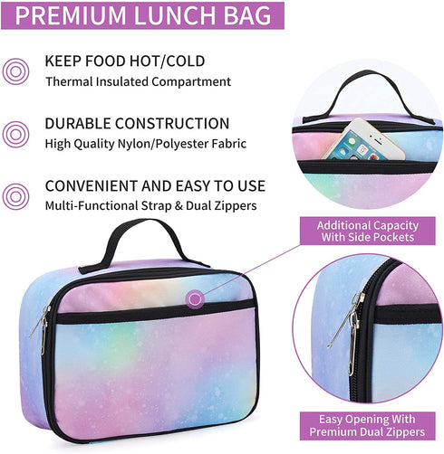 Lunch Box with Padded Liner, Rickyh style Spacious Insulated Lunch Bag Durable Thermal Lunch Cooler Pack with Strap for Boys Girls Adults School Sports Beach Picnic Work Camp,2 Pocket (LBXINGXING?