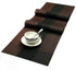 SHACOS Table Placemats Set of 6 with Table Runner Woven Vinyl Wipe Clean Heat Resistant Table Mats and Runner Set for Dining Table, Ombre Coffee Black