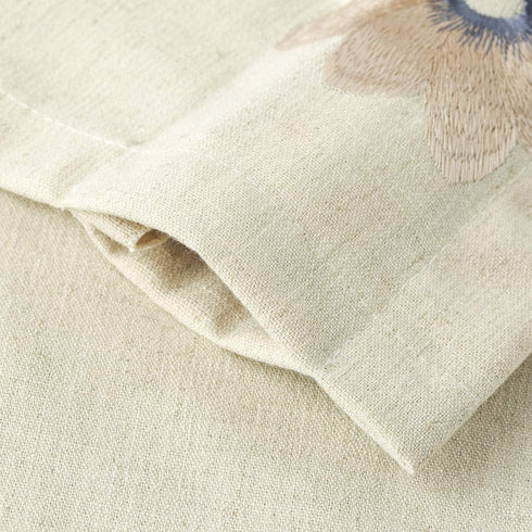 VOGOL Valances for Windows, Pink Floral Embroidered Beige Textured Window Valances for Living Room Pocket Valance Curtains, 52''x18'', One Piece