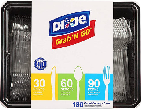 Dixie Heavy-Weight Polystyrene Plastic Fork, Teaspoon and Knife Cutlery Pack by GP PRO (Georgia-Pacific), Crystal, CH0369DX7, (90 Forks, 60 Spoons, and 30 Knives Per Kit, 1 Kit Per Case), Clear