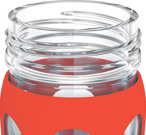 Lifefactory 22-Ounce BPA-Free Glass Water Bottle with Classic Cap and Protective Silicone Sleeve, Poppy