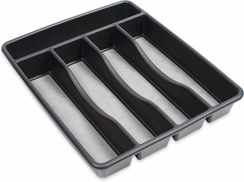 Rubbermaid No-Slip Small Silverware Cutlery Tray Organizer, Black with Gray Base